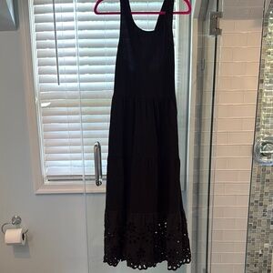 J. Crew Black Maxi Dress with Eyelet Hem